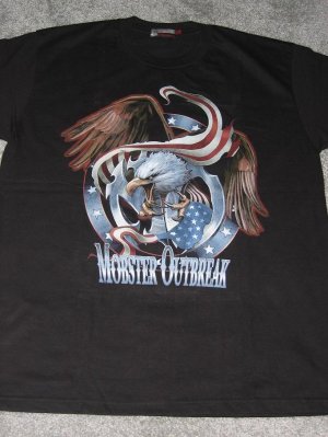 NWT Bald Eagle American Mobster with flag Men T-Shirt size L biker chopper