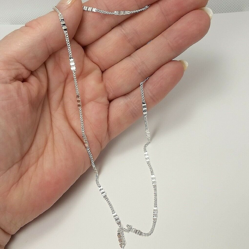 Crimped Link Chain Silver Plated