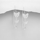925 Sterling Silver Butterfly Hook Earrings Decorated With Crystal Glass