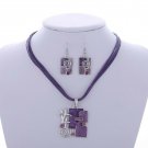 Jewelry Set Necklace Pendant & Earrings Vintage Silver and Enamel Turkish Boho