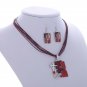 Jewelry Set Necklace Pendant & Earrings Vintage Silver and Enamel Turkish Boho