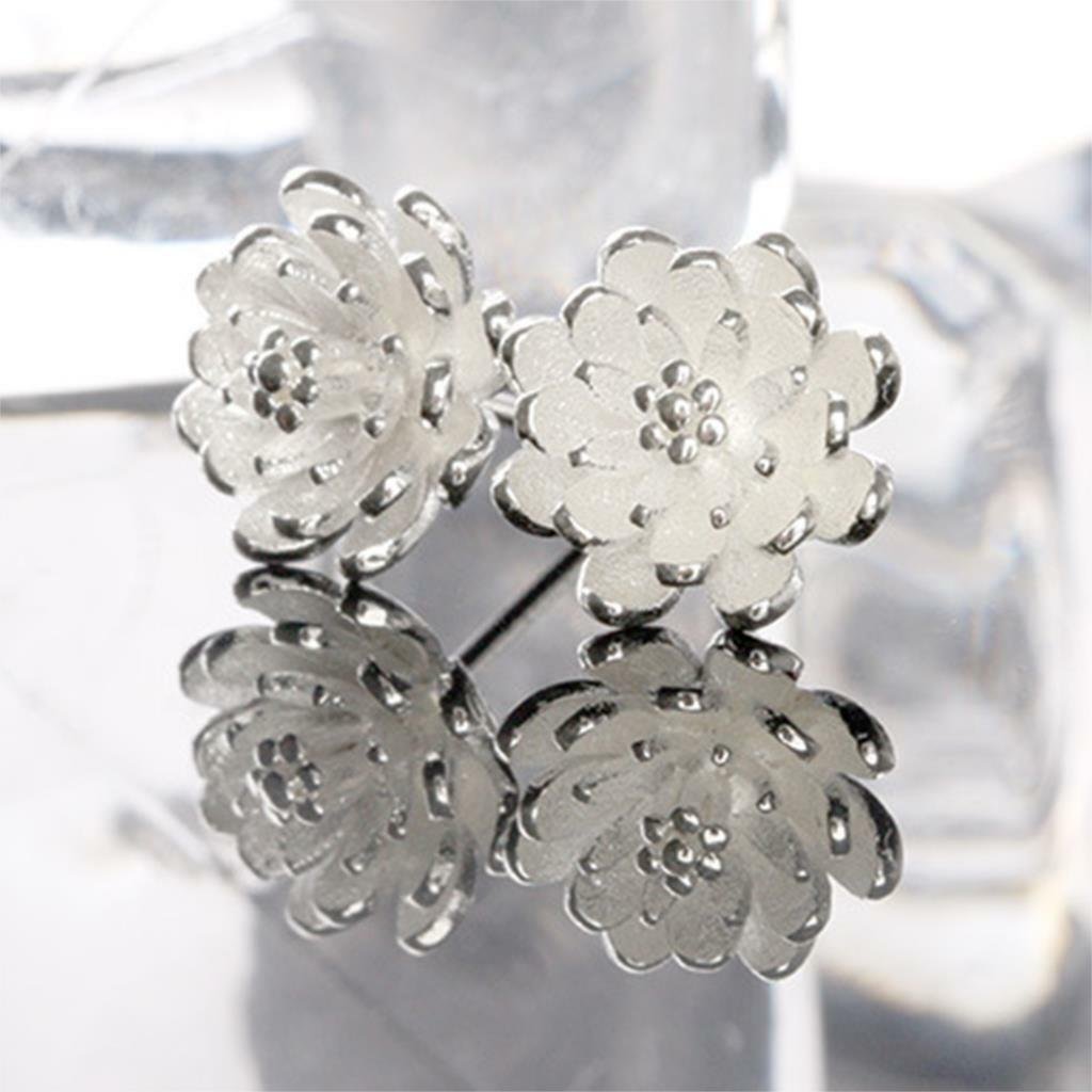 Very Lovely Silver Plated Lotus Stud Earrings