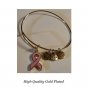 DESIGNER-INSPIRED BRACELET WITH DANGLES--SILVER OR GOLD WITH PINK RIBBON AS PRIN