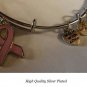 DESIGNER-INSPIRED BRACELET WITH DANGLES--SILVER OR GOLD WITH PINK RIBBON AS PRIN