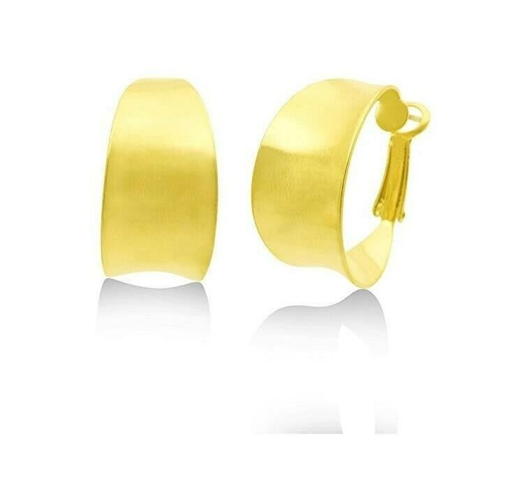 Gold Graduated Flat Matte Gold Hoop Earrings Premium 24K Heavy Plated