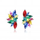 Hot Multi-Color Glass Crystal Ancient Silver Long Ear Stud Hoop tassels earrings