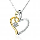 Fashion 925 Silver Plated Women Heart To Heart Pendant Necklace Chain Jewelry