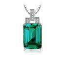 6ct Created Green Nano Russian Emerald Pendant 925 Sterling Silver
