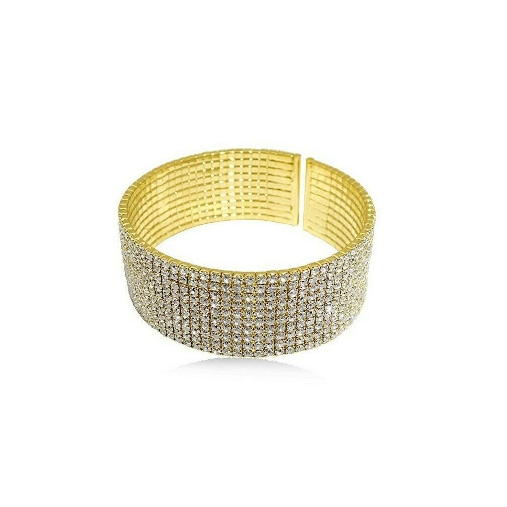 Austrain Crystal & Gold Open Cuff Bracelet - 24K Heavy Gold-Plated