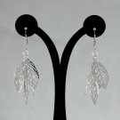 925 Sterling Silver Filled Brass Openwork Leaf Dangle Earrings