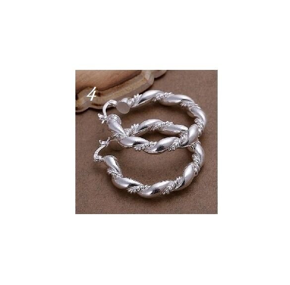 Beautiful Silver Plated Twisted Hallow Vintage Hoop Earrings