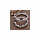 Beautiful Silver Plated Twisted Hallow Vintage Hoop Earrings