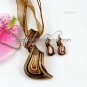 Streamer Foil Venetian Murano Glass Pendants & Earrings Jewelry