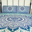 New Indian Turquoise Ombre Mandala Hippie Bohemian Double 2 Pillow Cover Wall Hanging