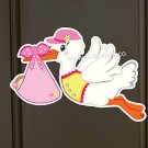 Its a Girl Stork Door Hanger, Welcome  Home Newborn Announcement, Hospital Girl Door Sign