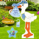 Custom Baby Stork and Sibling Sign Announcement - Baby Shower Lawn Decoration