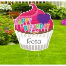 Happy Birthday Cupcake Lawn Sign, Outdoor Personalized Yard Party Decoration Art