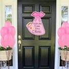 Welcome Home Baby Girl Door Decoration Sign, Birth Announcement Wreath Art, Gift