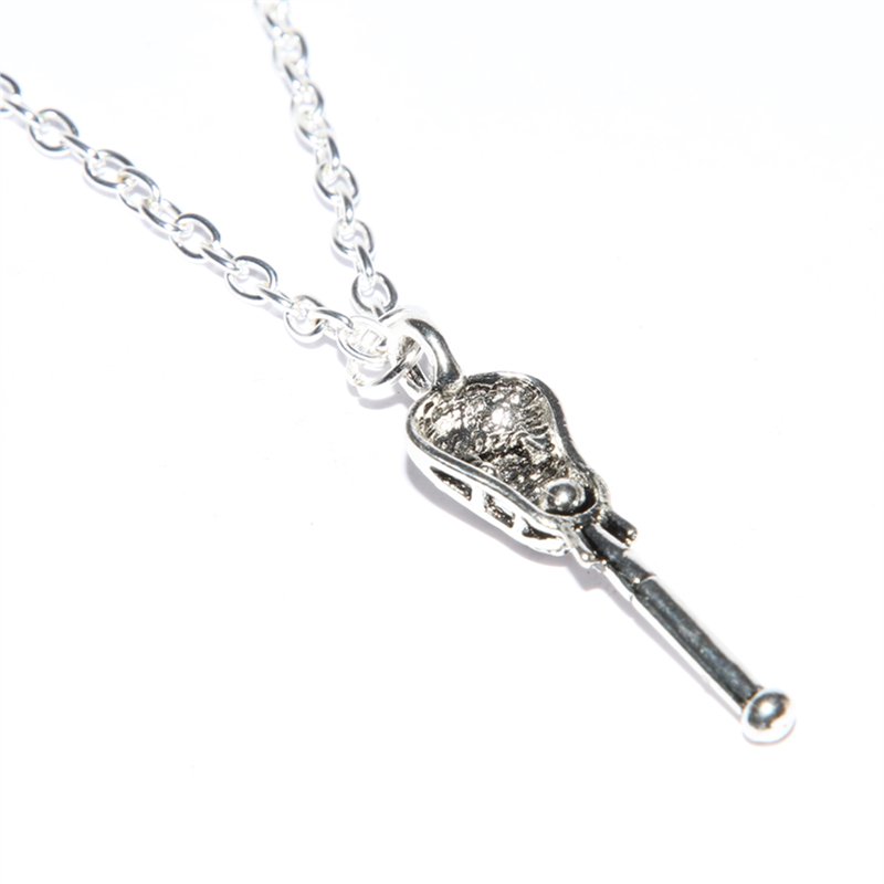 Lacrosse Necklace Jewelry Silver Crosse Pendant Lacrosse Stick Necklace