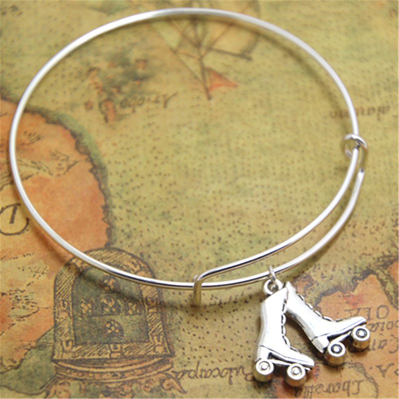 Roller Skate bracelet Charm bangles adjustable Roller Derby Jewelry
