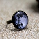 Full moon adjustable ring Glass dome ring Space Galaxy ring statement ring Lunar bronze C1287