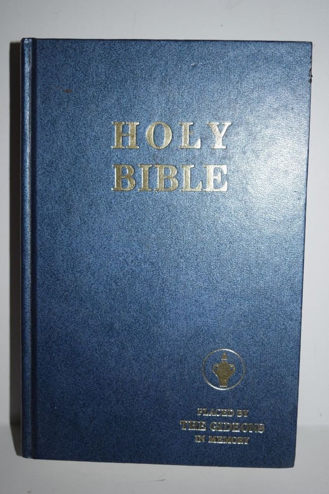 Holy Bible Placed by the Gideons 1985 Blue Hardcover