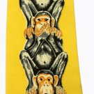 Three Wise Monkeys Mystic Apes Chimpanzee See Hear Speak No Evil Cartoon Fancy Novelty Neck Tie