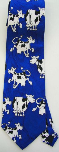 Blue Cow Animal Fancy Novelty Neck Tie