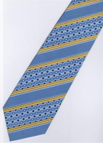 201211 Blue Yellow White Stripe Neck Tie