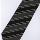 201209 Black White Grey Stripe Neck Tie