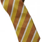 EBR1 Gold Brown White Stripe Neck Tie