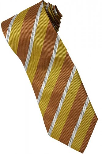 EBR1 Gold Brown White Stripe Neck Tie