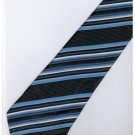 EDB9 Blue Black White Stripe Neck Tie