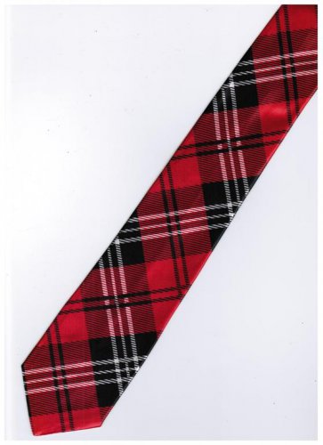 Red Black White Slim Stripe Neck Tie
