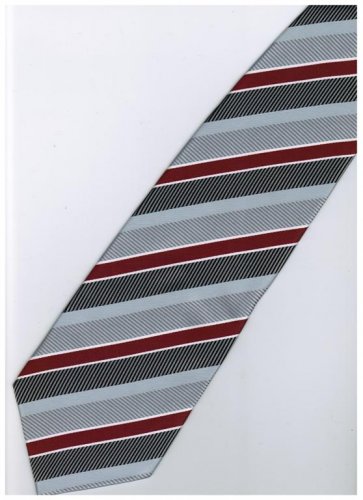 ER19 Red Silver Black White Stripe Neck Tie