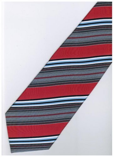 ER22 Red Blue Black White Stripe Neck Tie