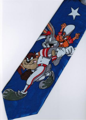 Bugs Bunny Looney Tunes Baseball With Taz Yosemite Sam Cartoon Fancy Novelty Neck Tie