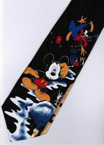 Mickey Mouse Goofy Disney Repair Tap Water BLACK Cartoon Fancy Novelty Neck Tie