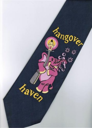 Elephant Mammal Animal Pink Hangover Haven Cartoon Fancy Novelty Neck Tie
