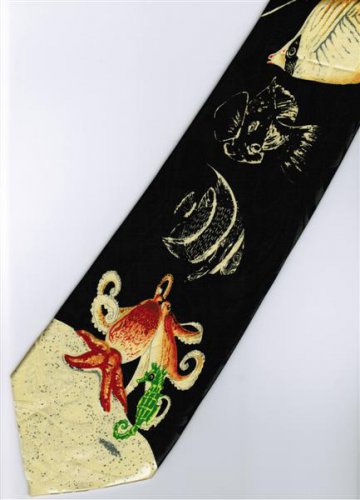Star Fish Octopus Sea Horse Marine Life Fancy Cartoon Novelty Neck Tie