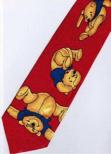 Winnie the Pooh Bear Disney Play RED Cartoon Neck Tie