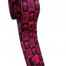 Halloween Skull Spider Punk Rock Pink Slim Novelty Neck Tie
