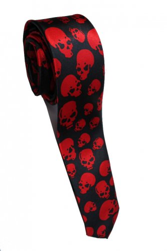Halloween Symbol Skull RED Slim Novelty Neck Tie