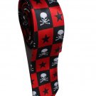 Pirates Jolly Roger Skull Halloween Radiation Star Red Slim Novelty Neck Tie
