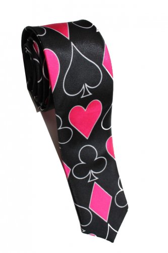 Playing Card Poker Game BLACK Slim Novelty Neck Tie