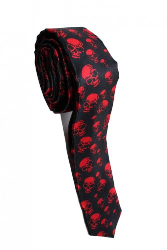 Halloween Symbol Skull RED #2 Slim Novelty Neck Tie