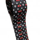 Pac Man Strawberry Fruit Star Skull BLACK Slim Novelty Neck Tie