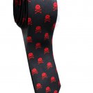 Skull Crossbones Smiley Happy Face RED Slim Novelty Neck Tie