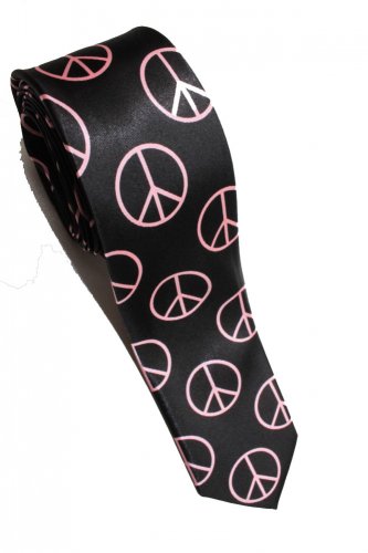 Peace Symbol PINK Slim Novelty Neck Tie