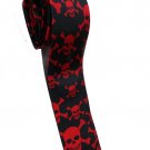 Pirates Jolly Roger Skull Halloween Radiation Symbol Red Slim Novelty Neck Tie